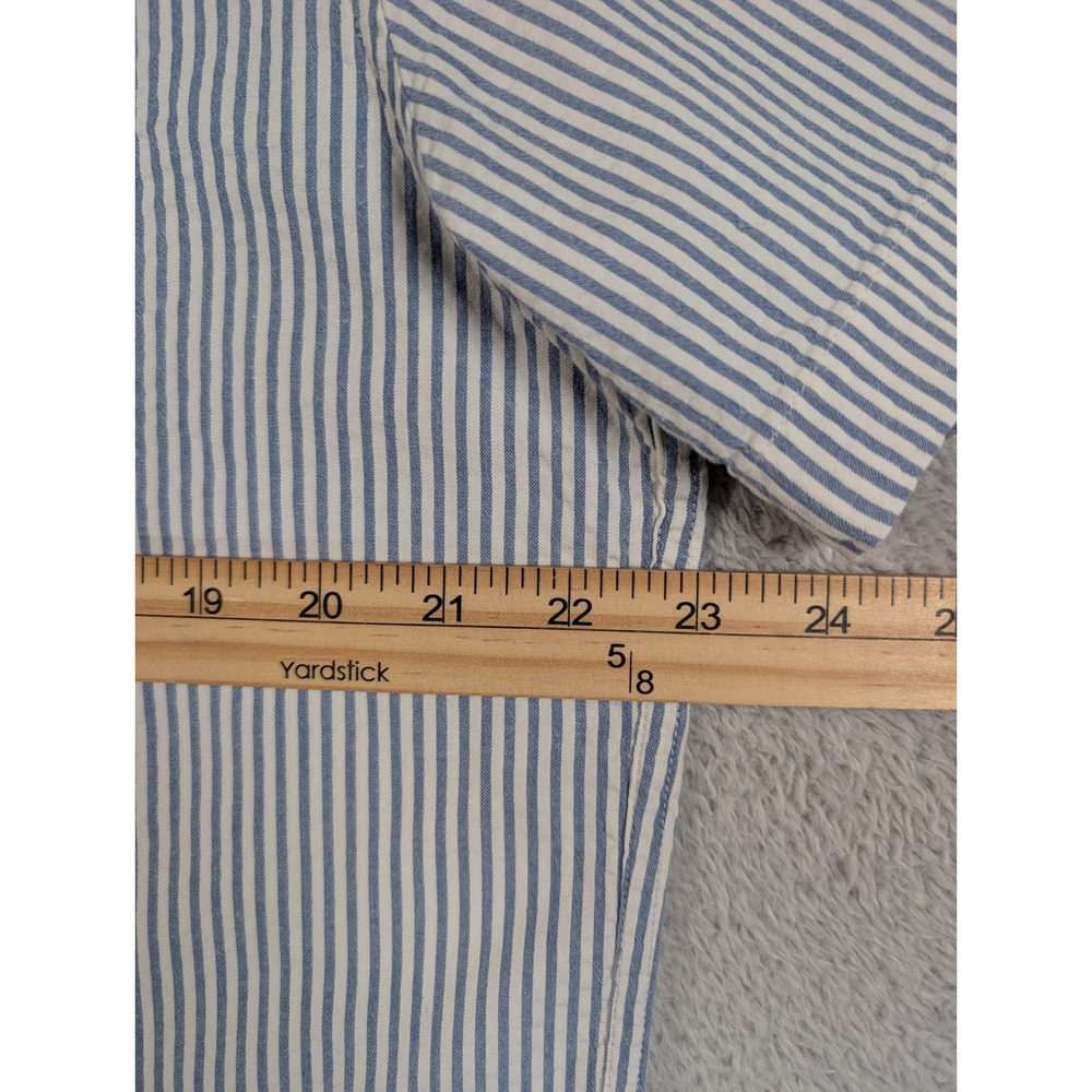 J.Crew Mens Seersucker Short Sleeve Button Down Shirt Blue White Stripe LT BG439 - Picture 4 of 11